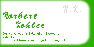 norbert kohler business card